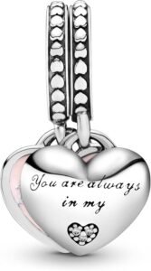 PANDORA Radiant Heart & Floating Stone Charm – Sterling Silver